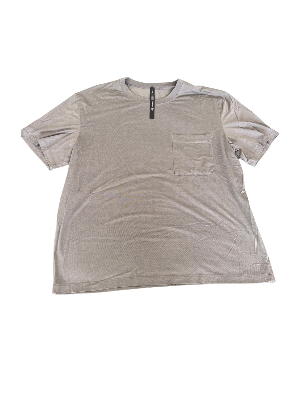 Lululemon Chest Pocket Relaxed Fit Tee in a textured grey/oxford colorway.